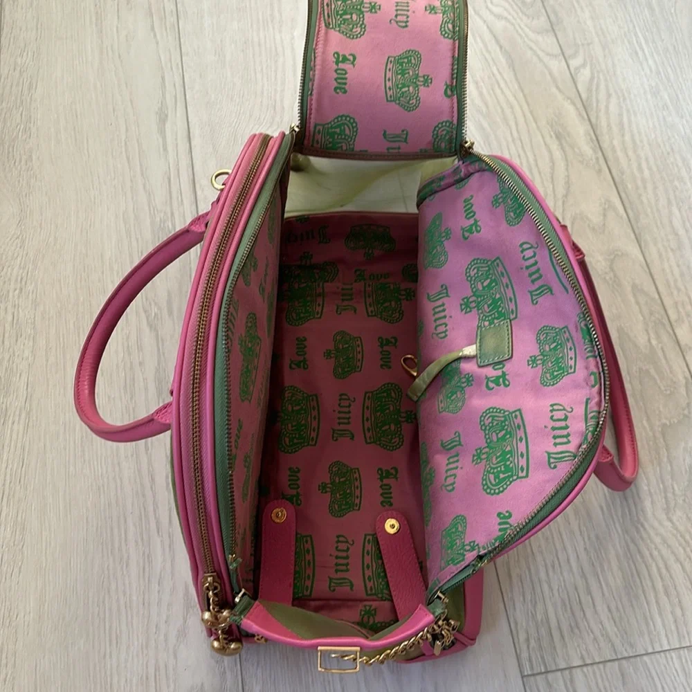 Juicy Couture Green and Pink Dog Carrier
